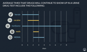 Graph of average times drugs show up in your urine